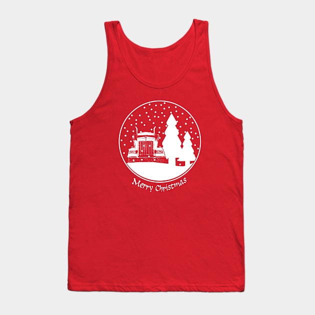 Classic American big rig semi truck Christmas snow globe Tank Top by soitwouldseem